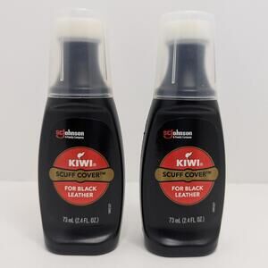 Kiwi Black Scuff Cover 2.4oz W/ Applicator Instant Shoe Shine‎ Leather 2 Pack